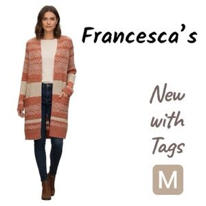 Francesca's Collections Warm Orange and Cream Sweater